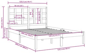 Estrutura de cama 120x200 cm madeira maciça branco