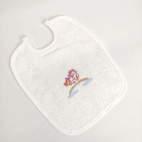 Babete Felpo Branco Unicórnio Personalizável