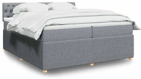 vidaXL Cama com molas/colchão 200x200 cm tecido cinza-claro