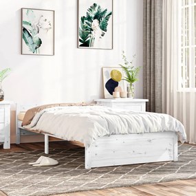 Estrutura de cama solteiro 90x190 cm madeira maciça branco