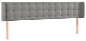 Cabeceira cama c/ luzes LED veludo 183x16x78/88 cm cinza-claro