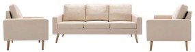 vidaXL 3 pcs conjunto de sofás tecido cor creme