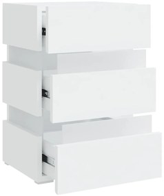 Mesa de cabeceira c/ luzes LED derivados de madeira branco
