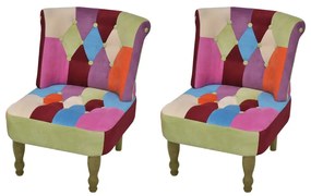 vidaXL Cadeiras francesas 2 pcs tecido com design de retalhos