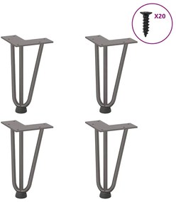 Pernas de grampo para mesa de centro 4 peças Aço natural 20 cm Aço mac