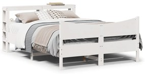 Estrutura de cama com cabeceira 160x200 cm pinho maciço branco