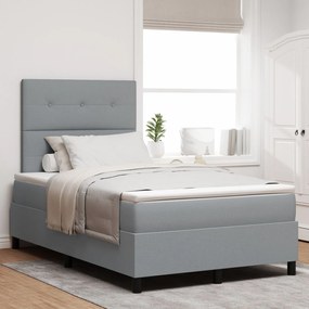 Cama Box Spring com Colchão Cinza Claro 120x200 cm Tecido