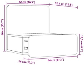 Mesa de Cabeceira Montada na Parede Branco 44 x 32.5 x 40 cm