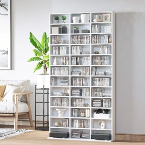Estante para CDs/DVDs – Móvel de arrumação para 1116 CDs, com 36 compartimentos ajustáveis em altura, branco