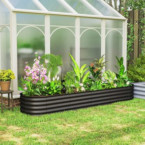 Floreira elevada de jardim em aço, modular, para legumes, plantas e flores, 240 x 62 x 30 cm
