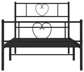 Estrutura de cama com cabeceira e pés 90x190 cm metal preto