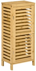 kleankin Armário Auxiliar Casa de Banho de Bambu Armário Casa de Banho com Prateleiras Ajustáveis Anti-Tombo 30x19,9x70 cm Madeira