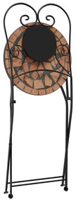 Conjunto de bistrô em mosaico ferro e cerâmica terracota