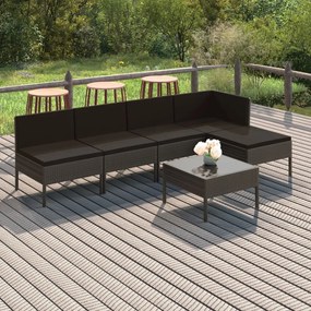vidaXL 6 pcs conjunto lounge de jardim c/ almofadões vime PE cinzento