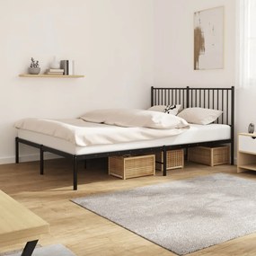 Estrutura de cama com cabeceira 160x200 cm metal preto