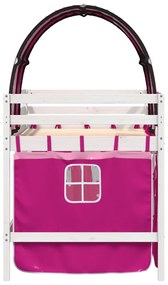 Cama alta para criança com túnel 90x190 cm pinho maciço rosa