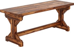 Outsunny Banco de Jardim em Madeira Banco Rústico Exterior de 2 Lugares com Base em Forma de X Suporta 240kg 114x40x46cm Carbonizado | Aosom Portugal