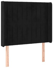 Cabeceira de cama c/ luzes LED veludo 93x16x118/128 cm preto