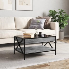 Mesa de centro luzes LED Infinity 70x50x38 cm cinzento sonoma