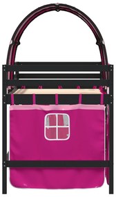 Cama alta para criança com túnel 90x190 cm pinho maciço rosa