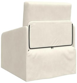 Sofá Cama de Piso 2-em-1 Creme 65x80x83 cm Veludo