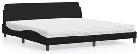 vidaXL Cama com colchão Dover 200x200 cm couro artificial preto