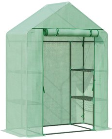 Estufa de Jardim 140x70x190cm Estufa com 4 Prateleiras Porta Enrolável