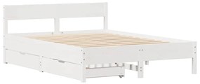 Cama sem colchão 135x190 cm madeira de pinho maciça branco