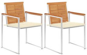 vidaXL Cadeiras de jardim com almofadões 2 pcs acácia maciça e aço