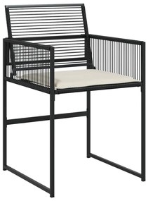 11 pcs conjunto de jantar p/ jardim c/ almofadões vime PE preto
