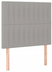 Cama box spring c/ colchão e LED 120x200 cm tecido cinza-claro