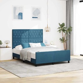 vidaXL Cama Box com cabeceira Azul Escuro 160 x 200 cm Veludo