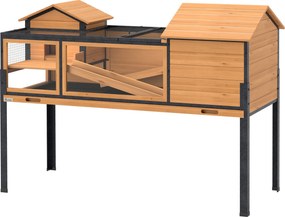 Casa para Tartarugas de 2 Andares, 128 x 63 x 96 cm, Tabuleiro Extraível, Amarela