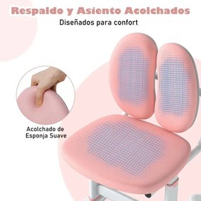 Cadeira de escritório para crianças com apoio duplo para as costas e altura ajustável estofada Rosa