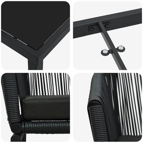 Conjunto de jantar de jardim de 5 peças - Rattan polido chique em pret