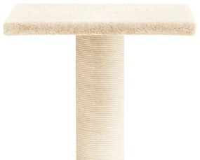 Poste arranhador para gatos com plataforma 38 cm cor creme