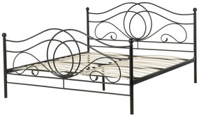 Cama de casal em metal preto 160 x 200 cm LYRA Beliani