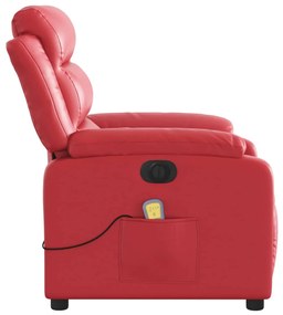 Poltrona massagens reclinável elétrica couro artif. vermelho