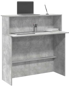 vidaXL Balcão de recepção 100x50x103,5 cm deriv. madeira cinza cimento