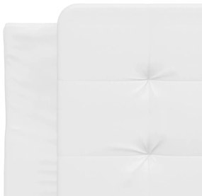 Estrutura de cama c/ cabeceira couro artificial 90x190cm branco