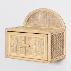 Mesa de Cabeceira Flutuante em Rattan Yivisc Castanho Natural - Sklum