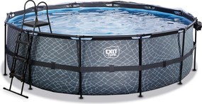 Piscina Redonda Stone ø450x122cm com bomba de filtro de areia e cúpula - Cinzenta