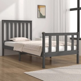 vidaXL Estrutura de cama pequena solteiro 75x190 cm pinho maciço cinza