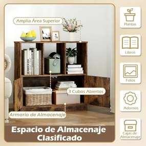 Estante de 3 cubos 70 x 30 x 70 cm com portas de 3 níveis com compartimentos abertos e armário organizador de armazenamento Castanho