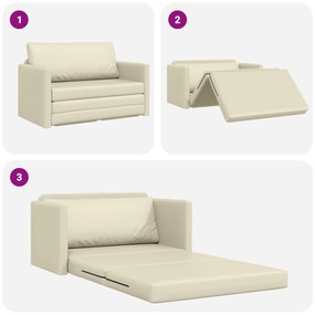 Sofá-camas 2-em-1 Creme 124x71x78 cm Couro Sintético