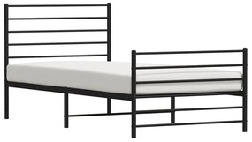 Estrutura de cama com cabeceira e pés 90x190 cm metal preto
