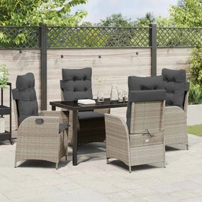 Conjunto de Jantar de Jardim de 5 Peças com Almofadas Cinza Claro em R