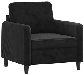 3 pcs conjunto de sofás veludo preto