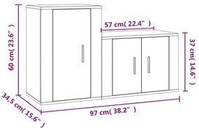 2 pcs conjunto móveis de TV derivados madeira branco brilhante