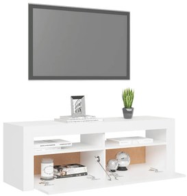 Móvel de TV com luzes LED 120x35x40 cm branco